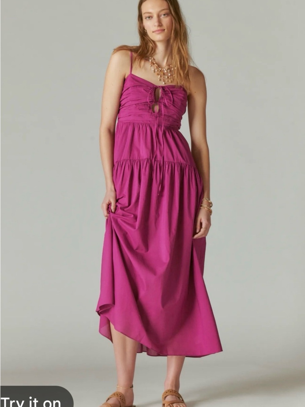 Lucky Brand Poplin Cutout Maxi Dress